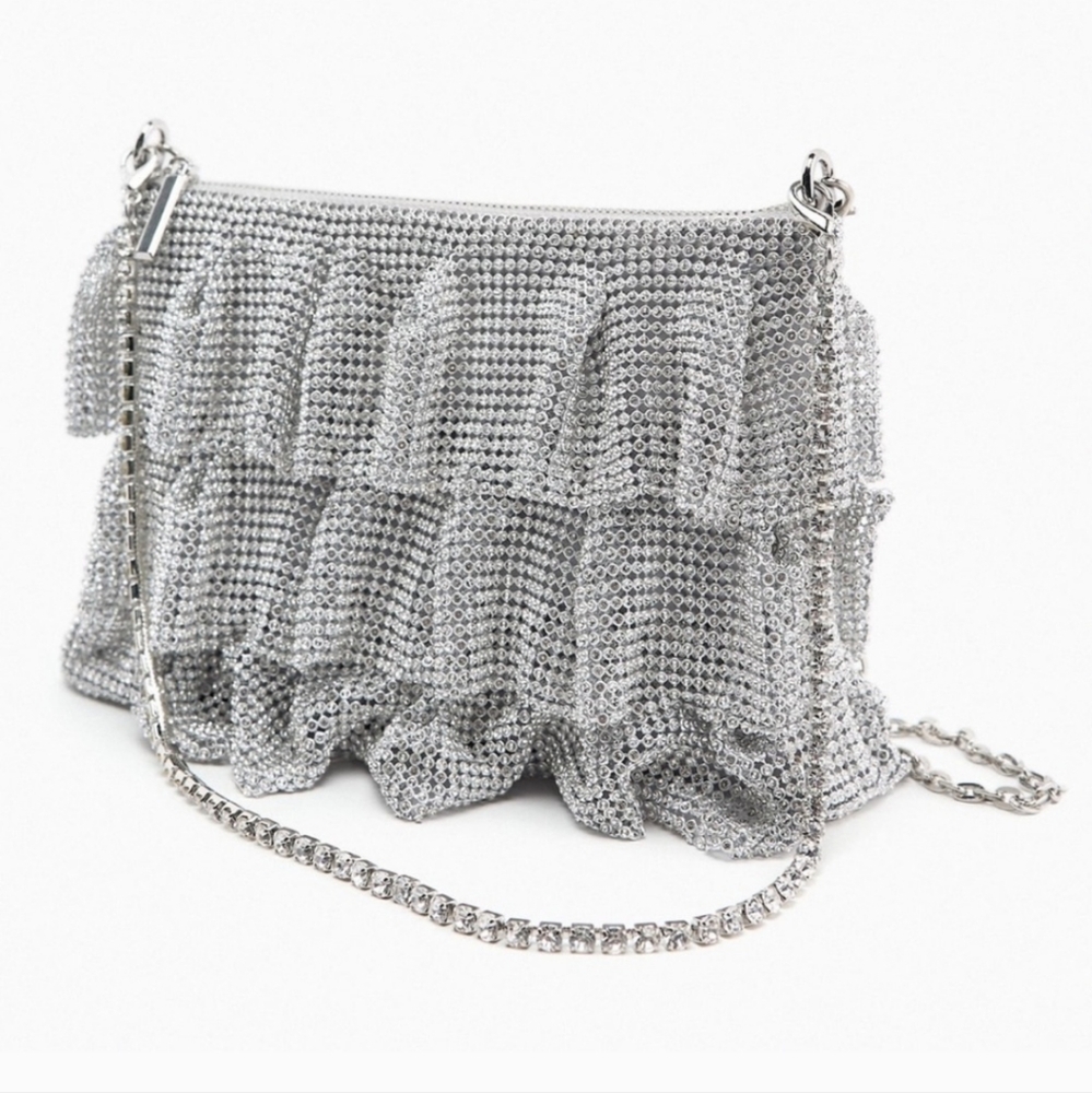 NWT Zara chainmail ruffle evening bag